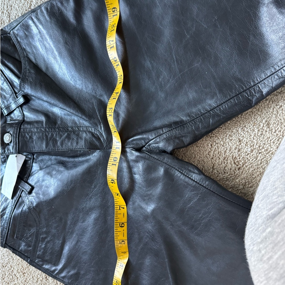 New Gap black 100% leather bootcut pants 10 - Picture 6 of 8